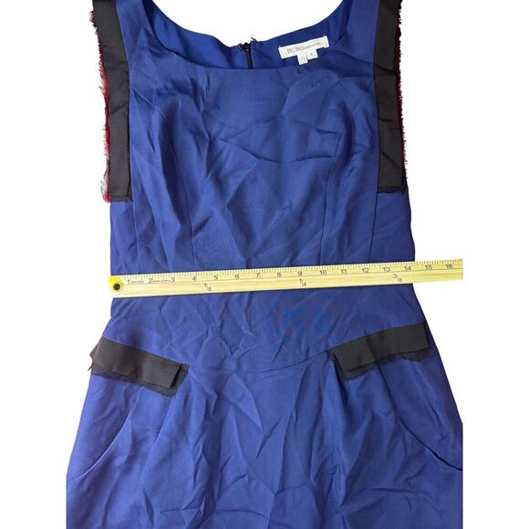 BCBGGeneration Women’s Blue Sheath Dress Size 6 Black Trim Sleeveless Pockets - Picture 5 of 5